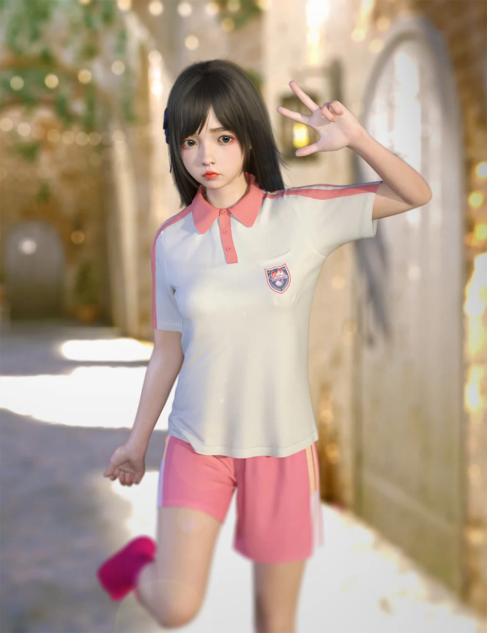 dForce SU Summer School Uniform for Genesis 8 and 8.1 Females_DAZ3D下载站