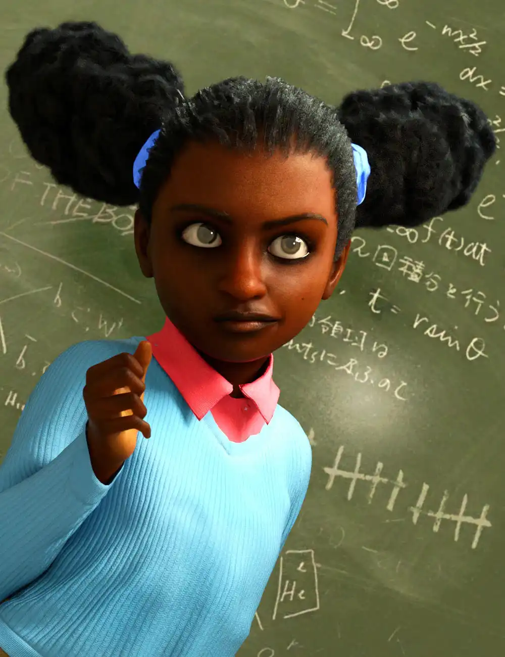 Double Puff Afro Puff Hair Style for Genesis 8 Females_DAZ3D下载站