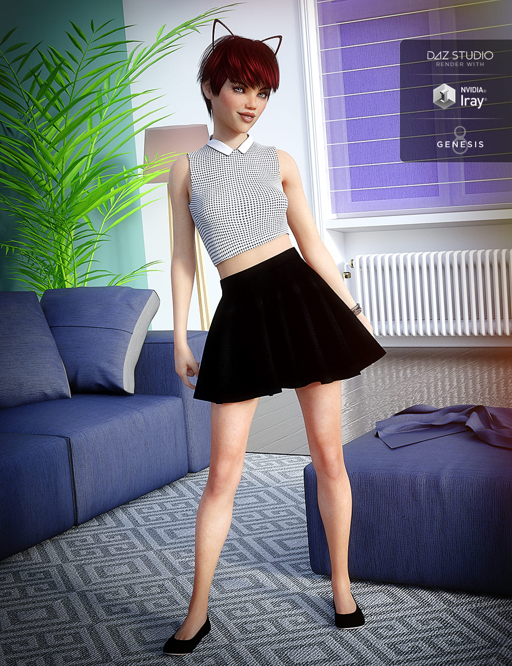 Teen Kitty Outfit for Genesis 8 Female(s)_DAZ3D下载站