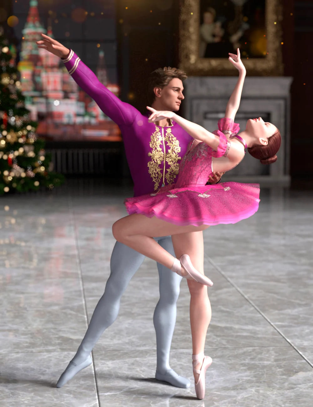 Ballet Icon Gala Outfits for Genesis 8.1 Female and Genesis 8.1 Male_DAZ3D下载站