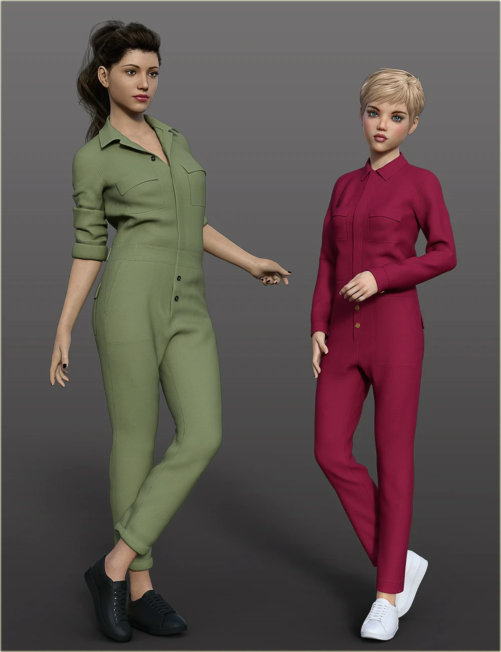 dForce H&C Coverall jumpsuit outfits for Genesis 8 Female(s)_DAZ3D下载站