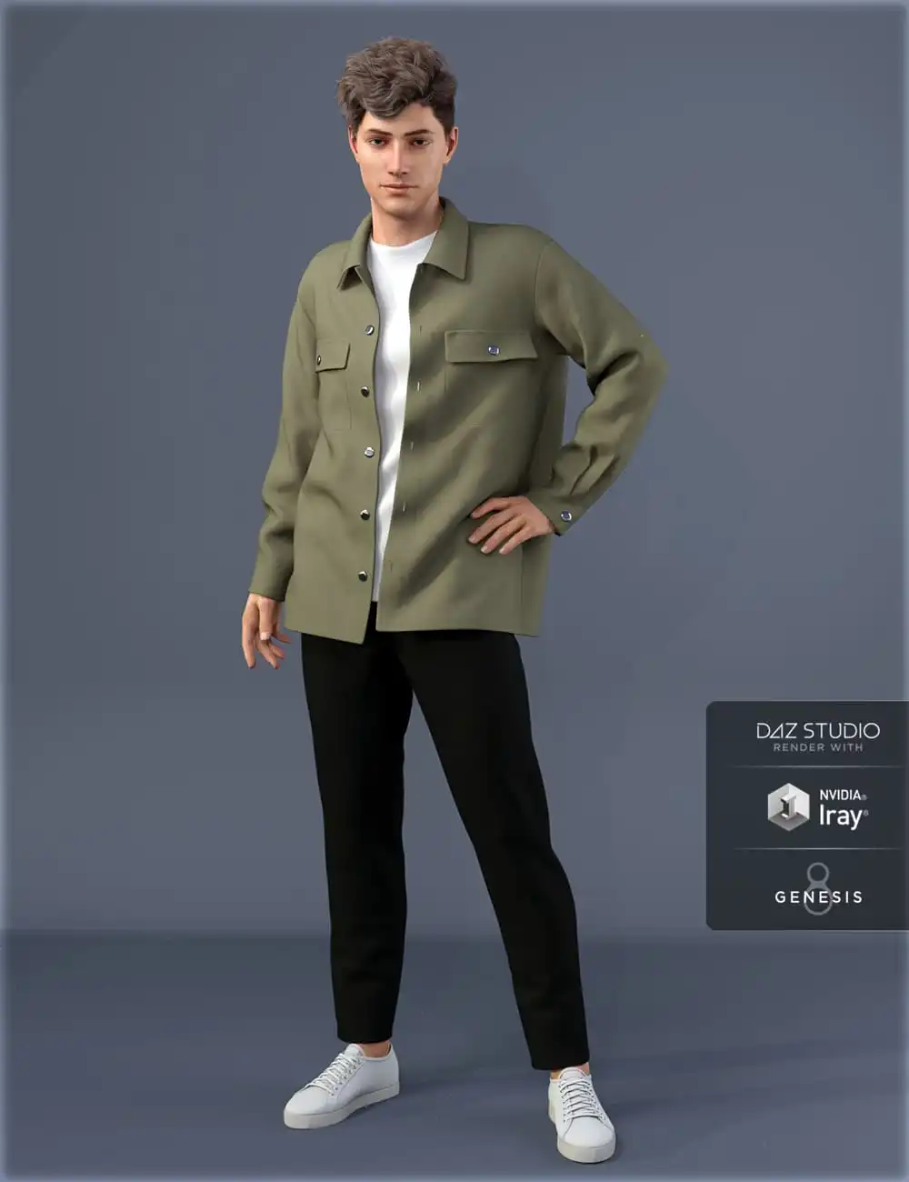 dForce HnC Shirt Jacket Outfit for Genesis 8 Males_DAZ3DDL