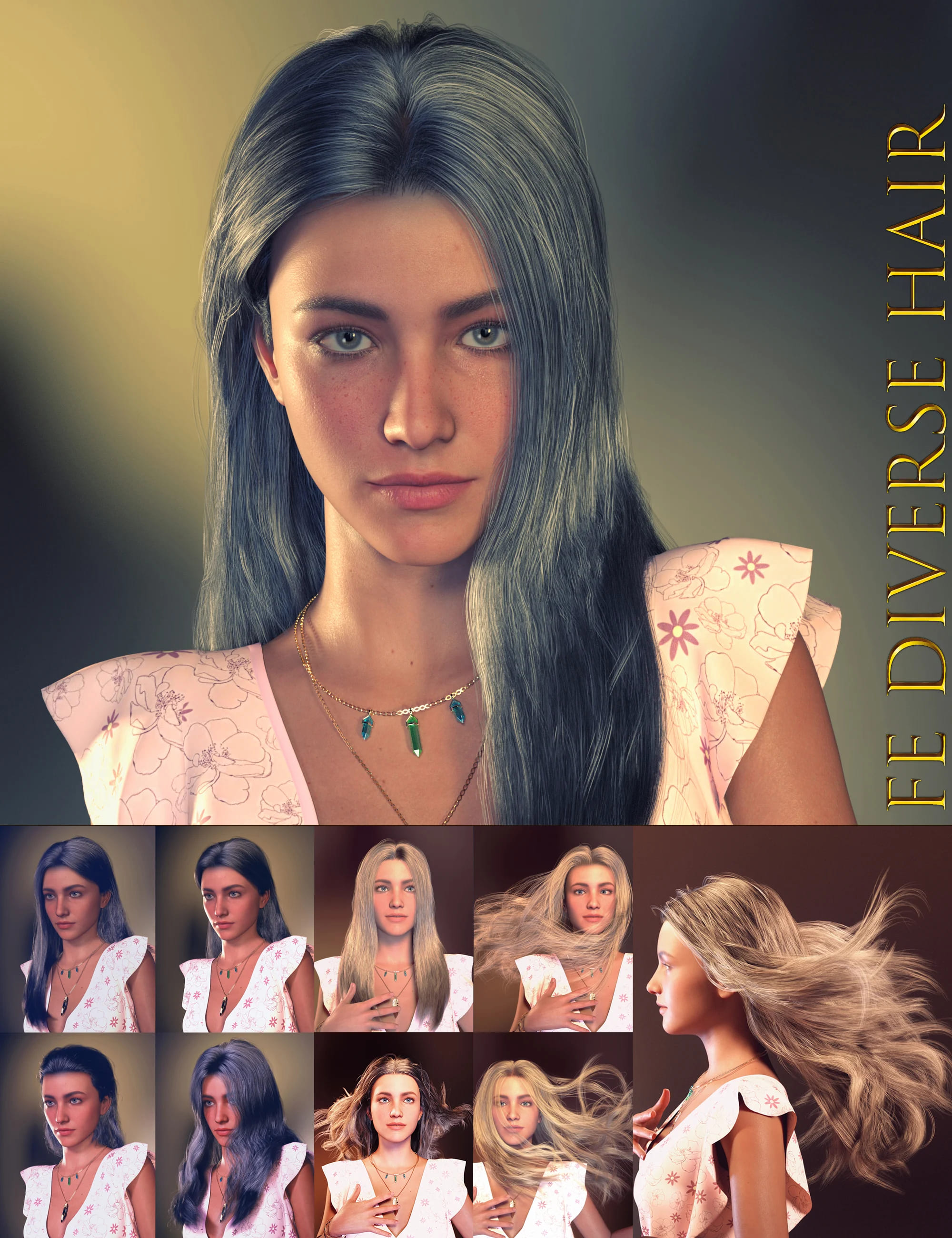 FE Diverse Hair Vol 1 for Genesis 8 and 8.1 Females_DAZ3DDL