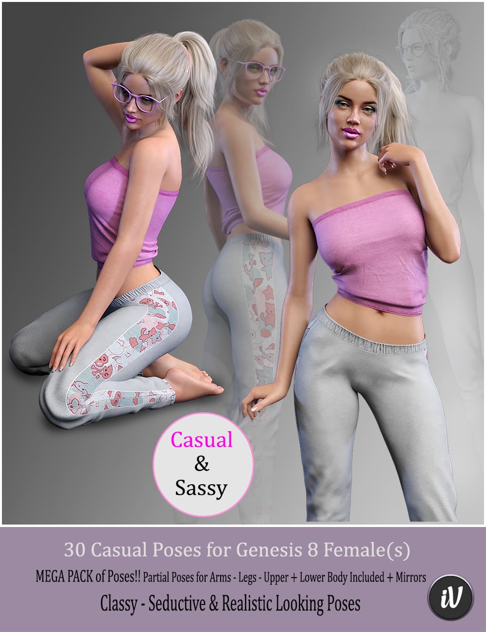iV Casual Poses For Genesis 8 Female(s)_DAZ3D下载站