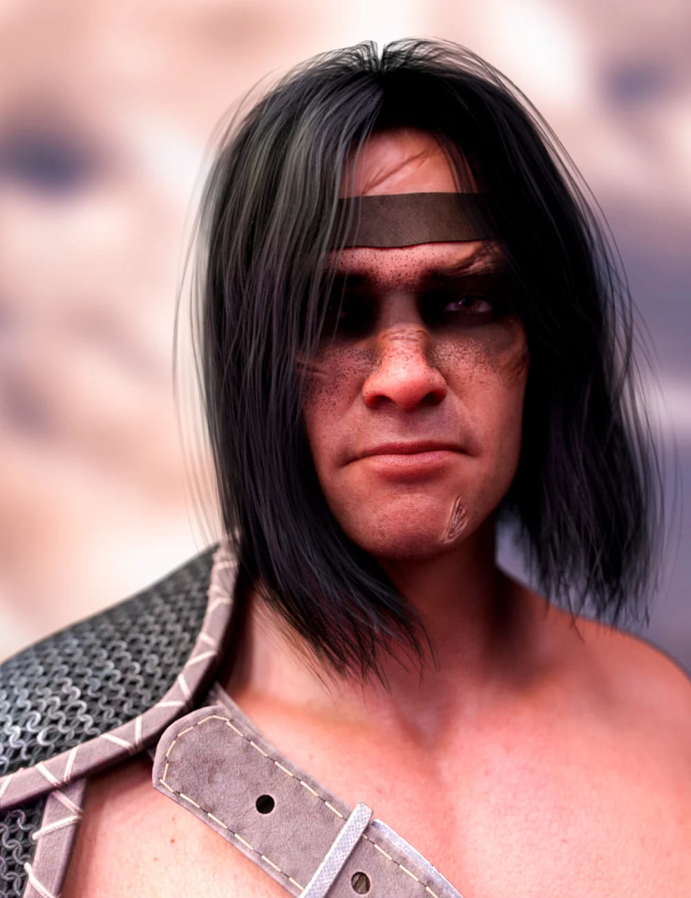 M3D Warrior Hair, Scars, and Makeup Kit for Genesis 8 Males_DAZ3D下载站