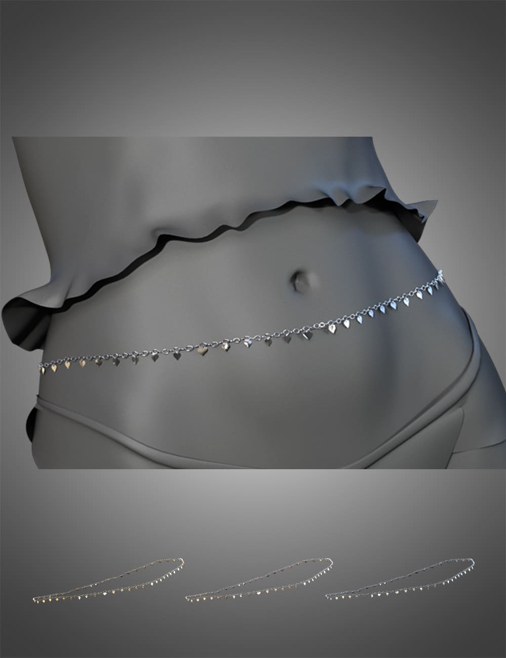 X-Fashion Dreams Mesh Lingerie Belly Chain for Genesis 8 Females_DAZ3D下载站