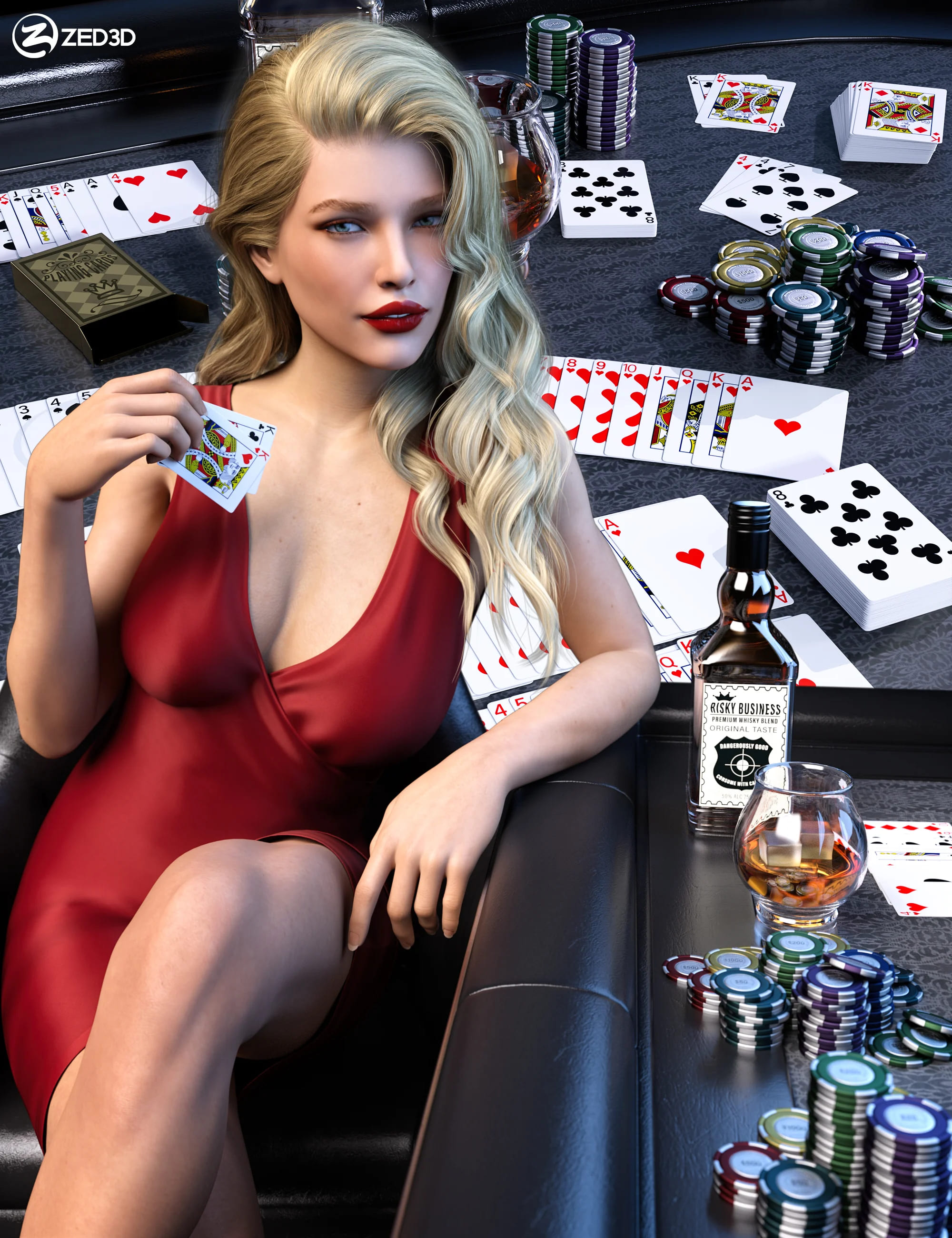 Z Game Night Props and Poses for Genesis 8 and 8.1_DAZ3D下载站