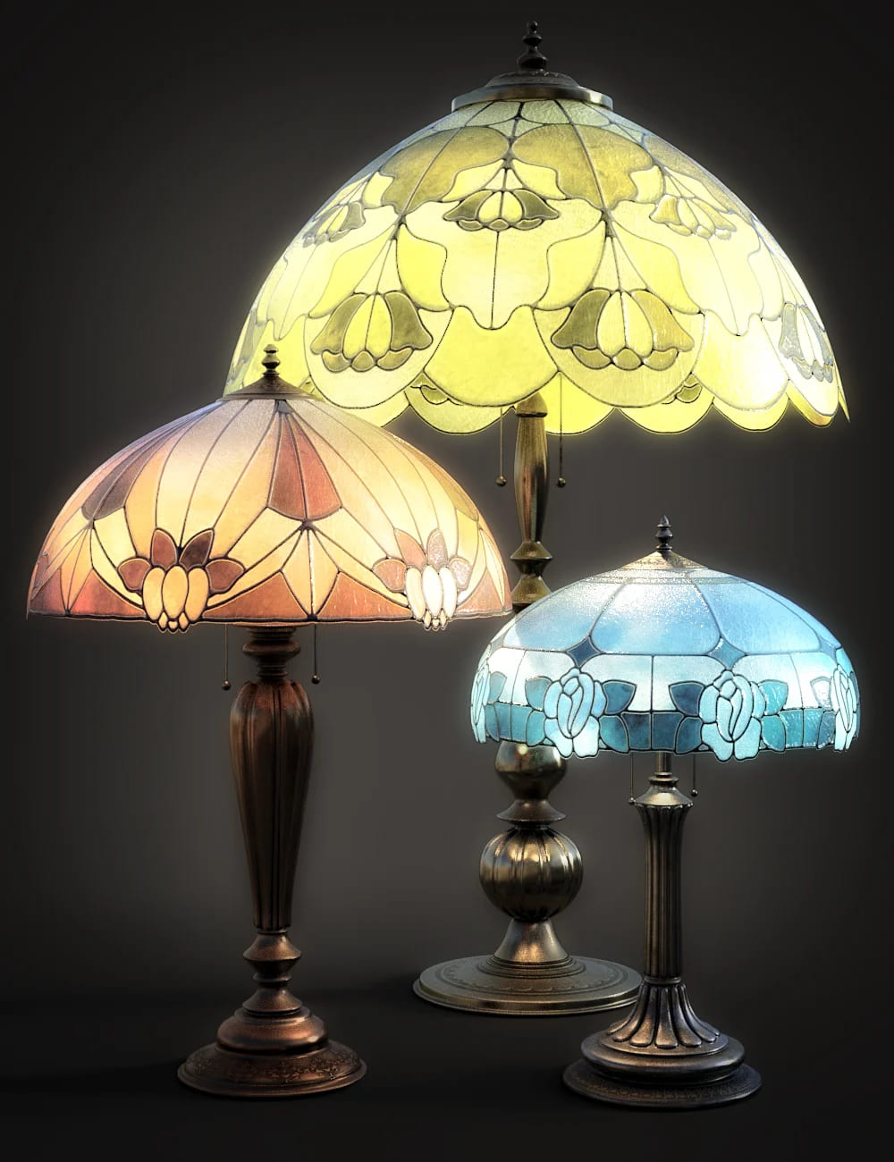 B.E.T.T.Y. Stained Glass Lamps_DAZ3D下载站