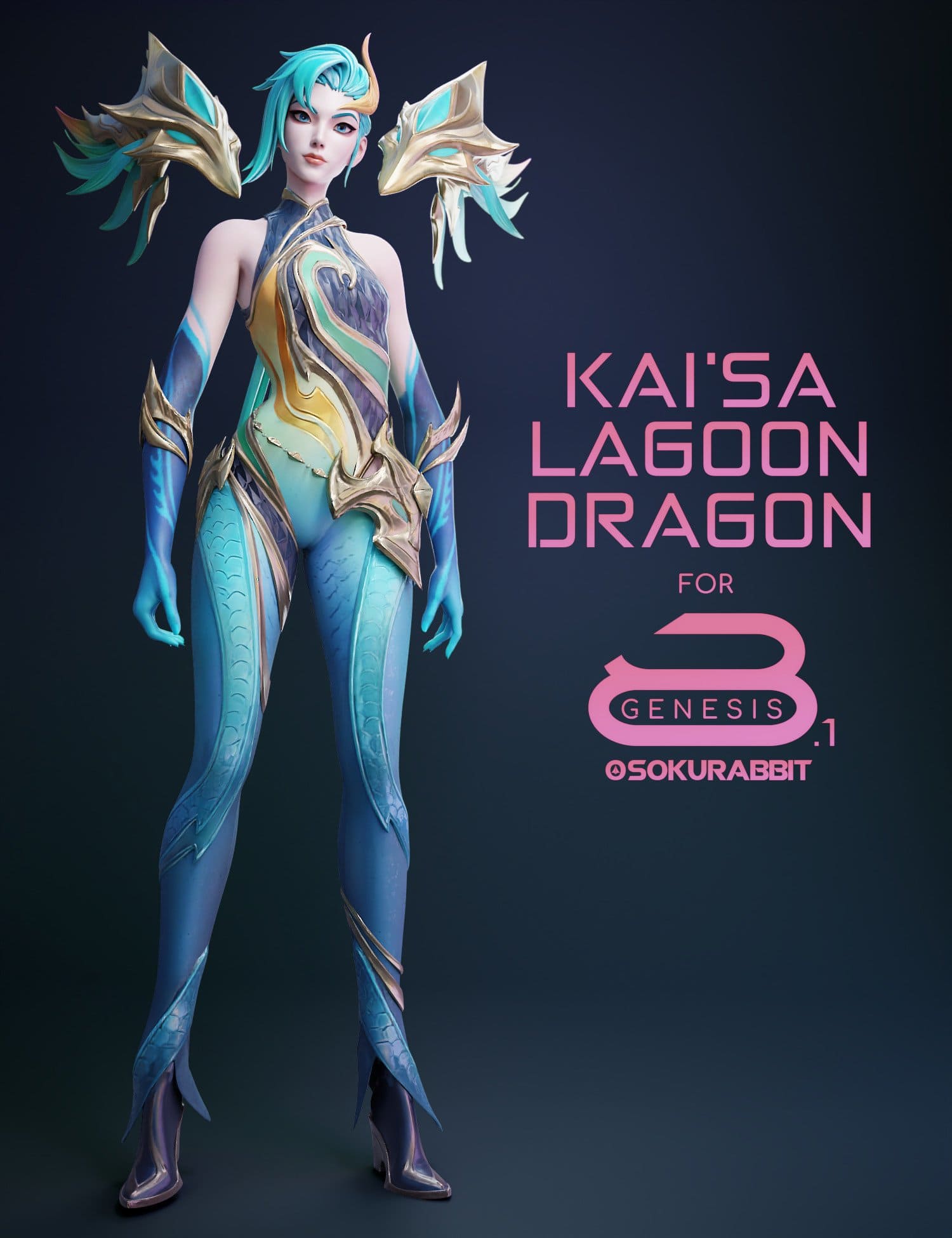 Kai’Sa Lagoon Dragon For Genesis 8 and 8.1 Female_DAZ3D下载站