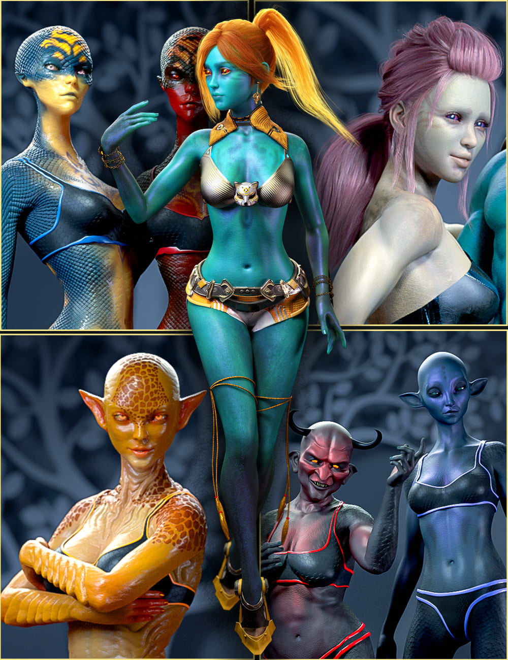 Reptilian Skins for Genesis 8.1 Females_DAZ3D下载站