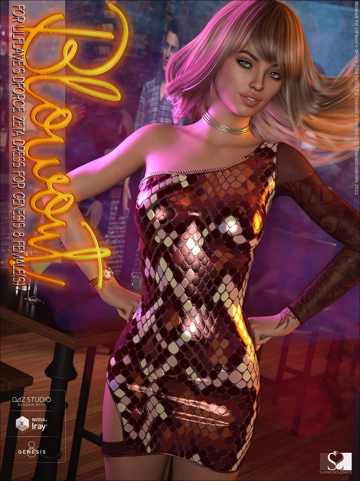 Blowout for dForce Zeta Dress for Genesis 8 Females_DAZ3D下载站