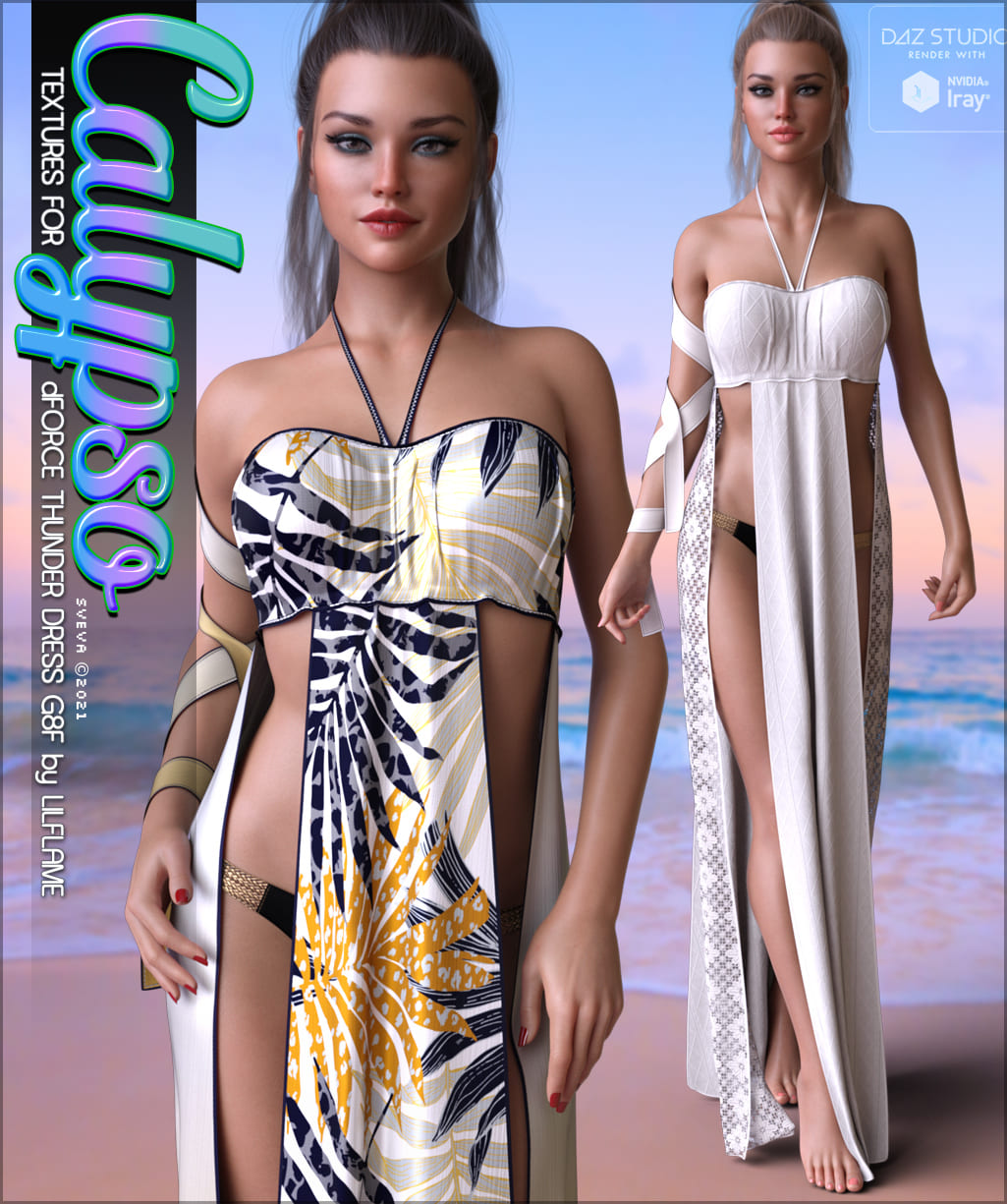 Calypso Textures for dForce Thunder Dress G8F_DAZ3D下载站