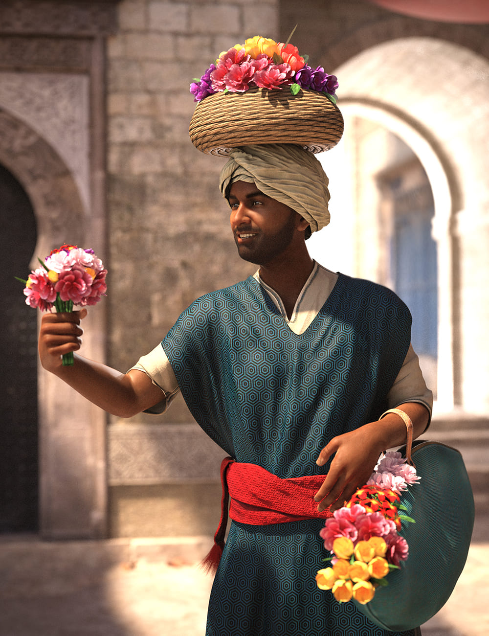 dForce Moroccan Flower Seller Outfit for Genesis 8 Males_DAZ3D下载站
