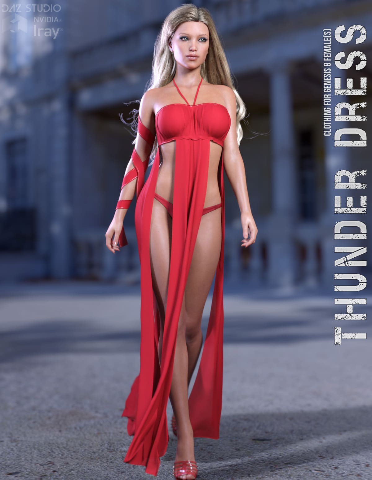 dForce Thunder Dress for Genesis 8 Females_DAZ3D下载站