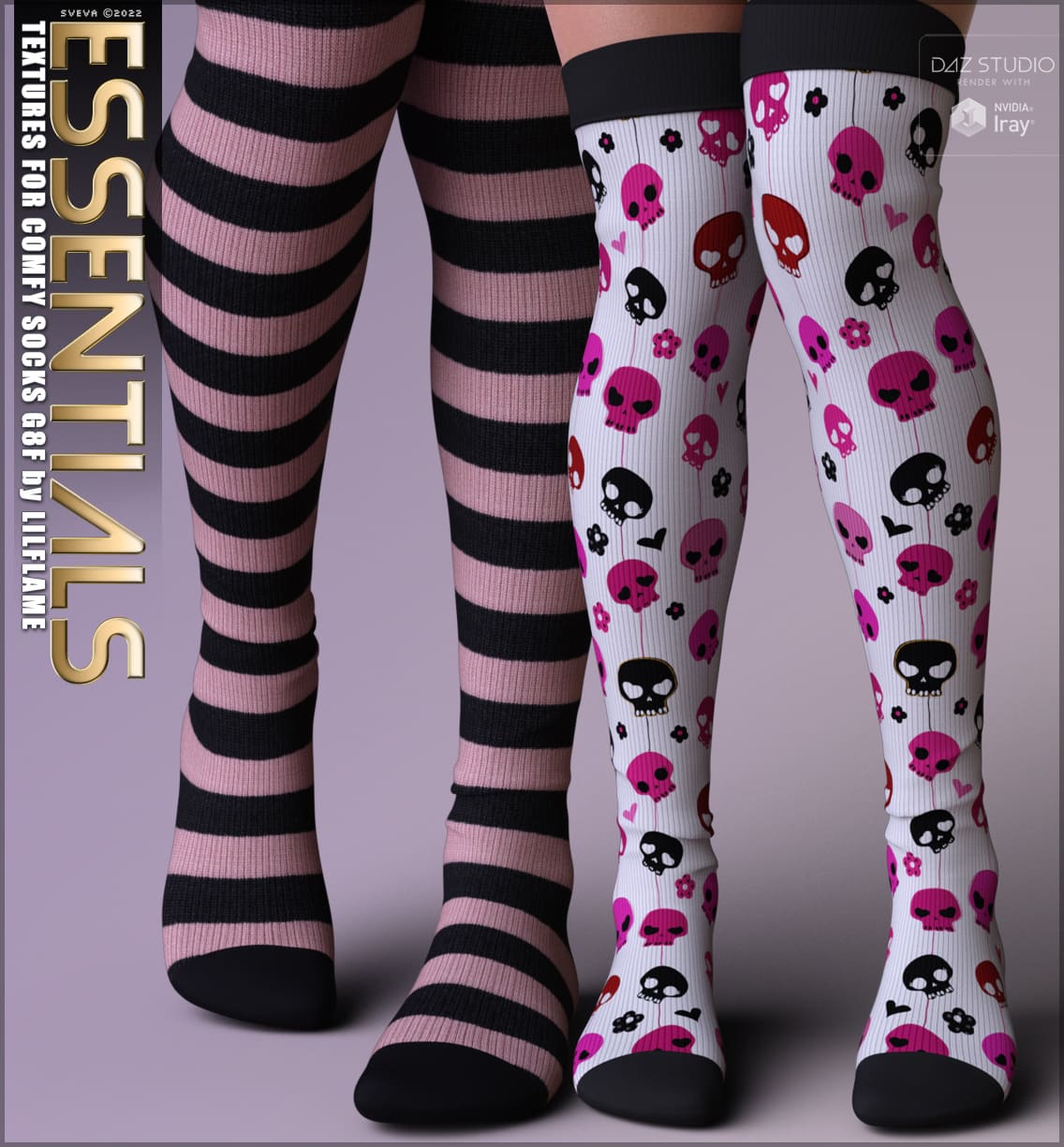 Essentials Textures for Comfy Socks G8F_DAZ3D下载站