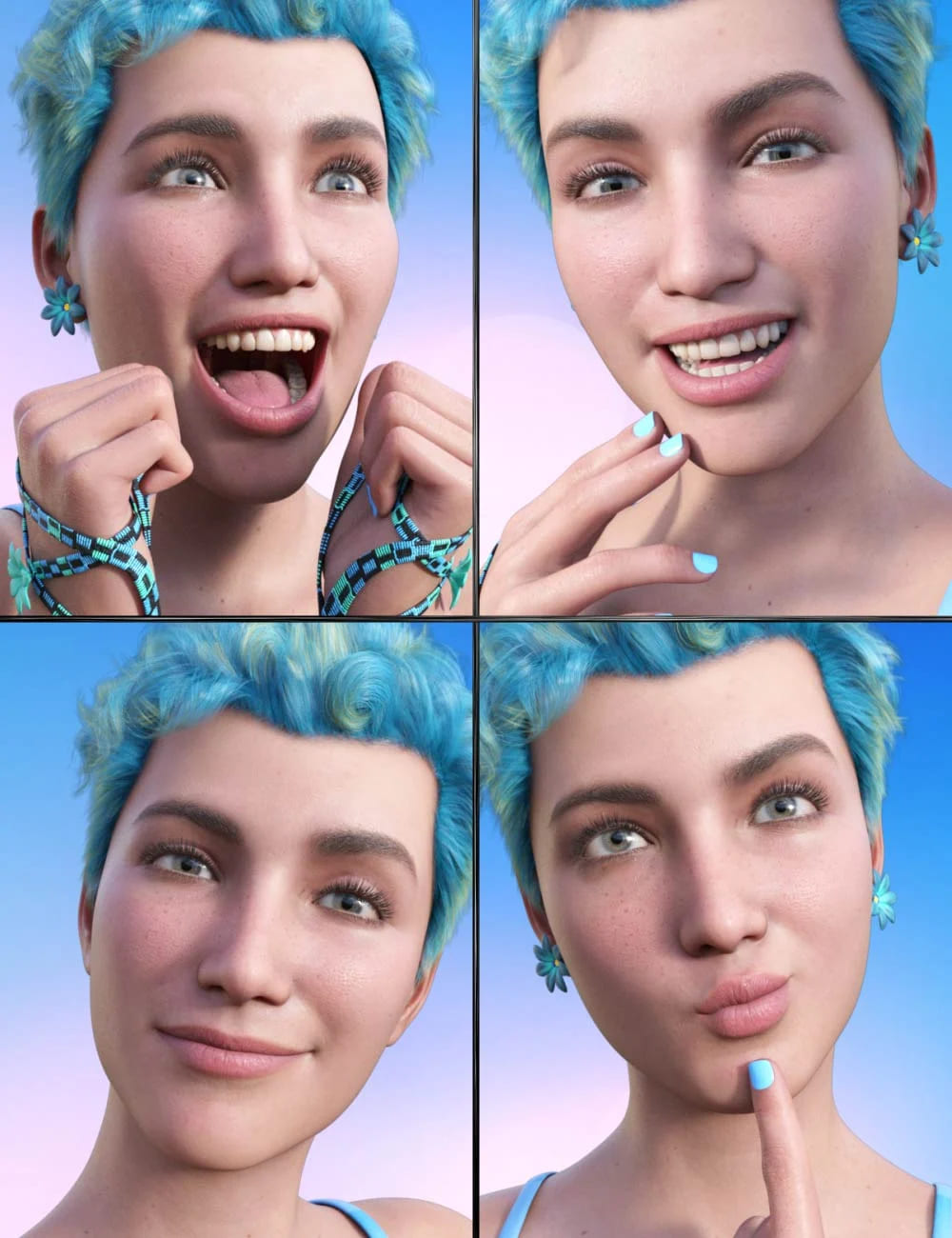 Good Vibes Expressions for Genesis 8.1 Female_DAZ3DDL