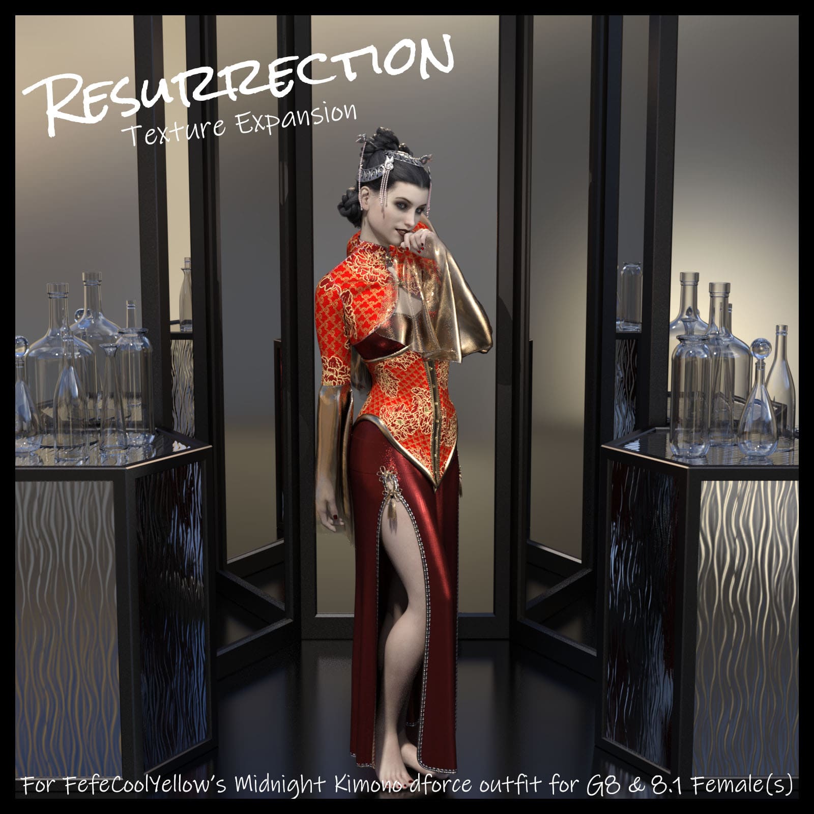 Resurrection for FefeCoolYellow’s dForce Midnight Kimono for G8F_DAZ3D下载站