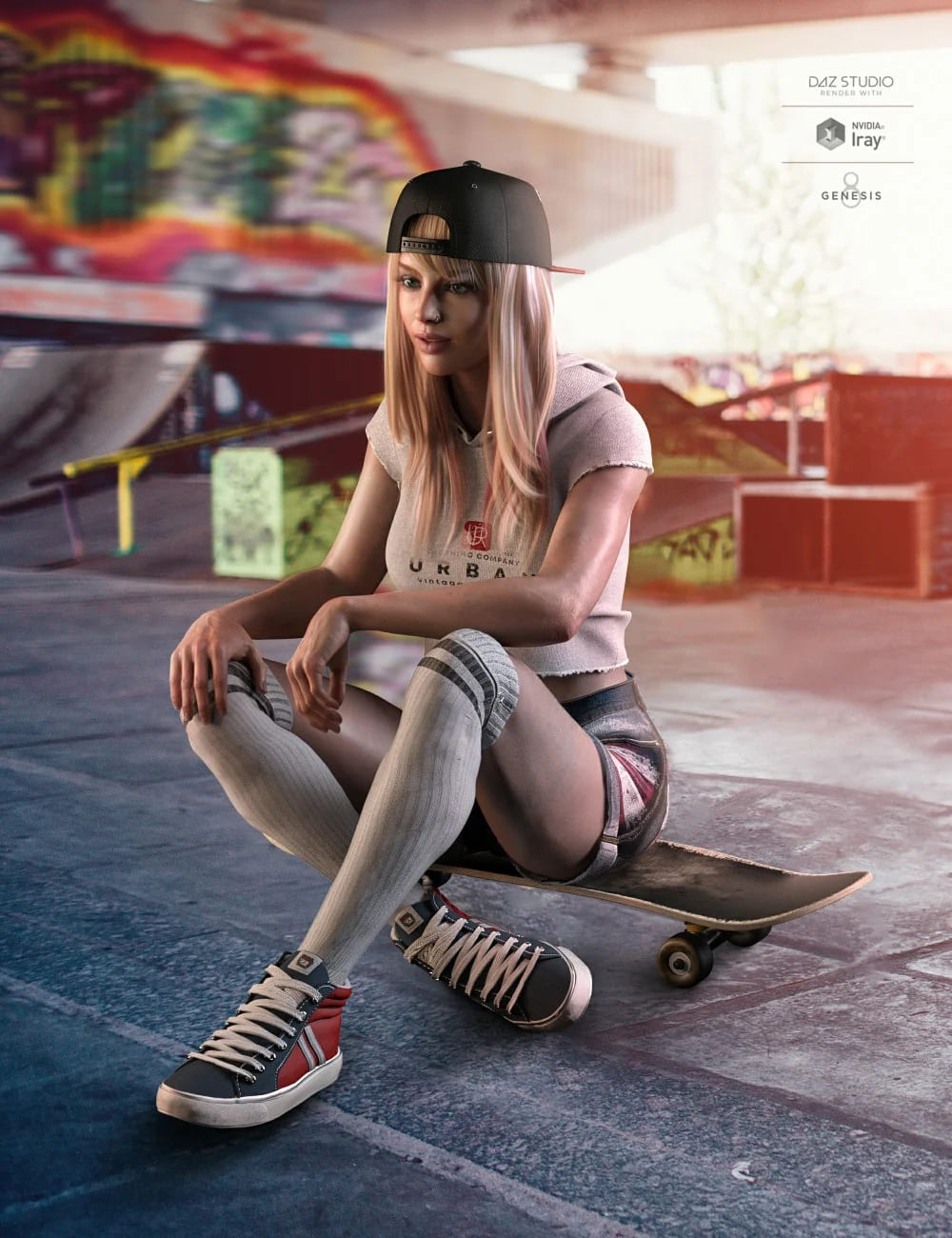 AJC Pro Skate Outfit for Genesis 8 Females_DAZ3D下载站