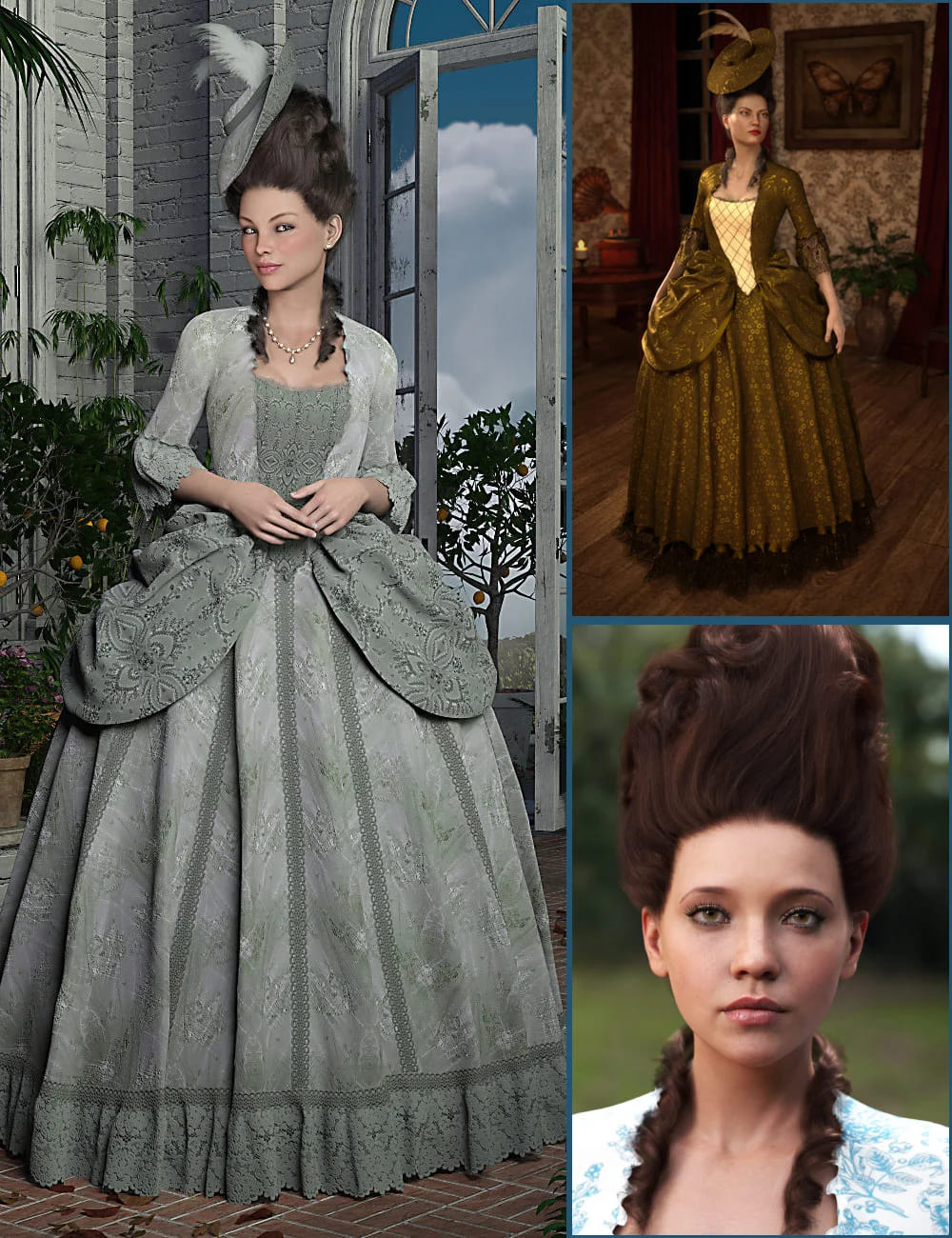 dForce Lady Cathryn Outfit and Hair Bundle_DAZ3D下载站
