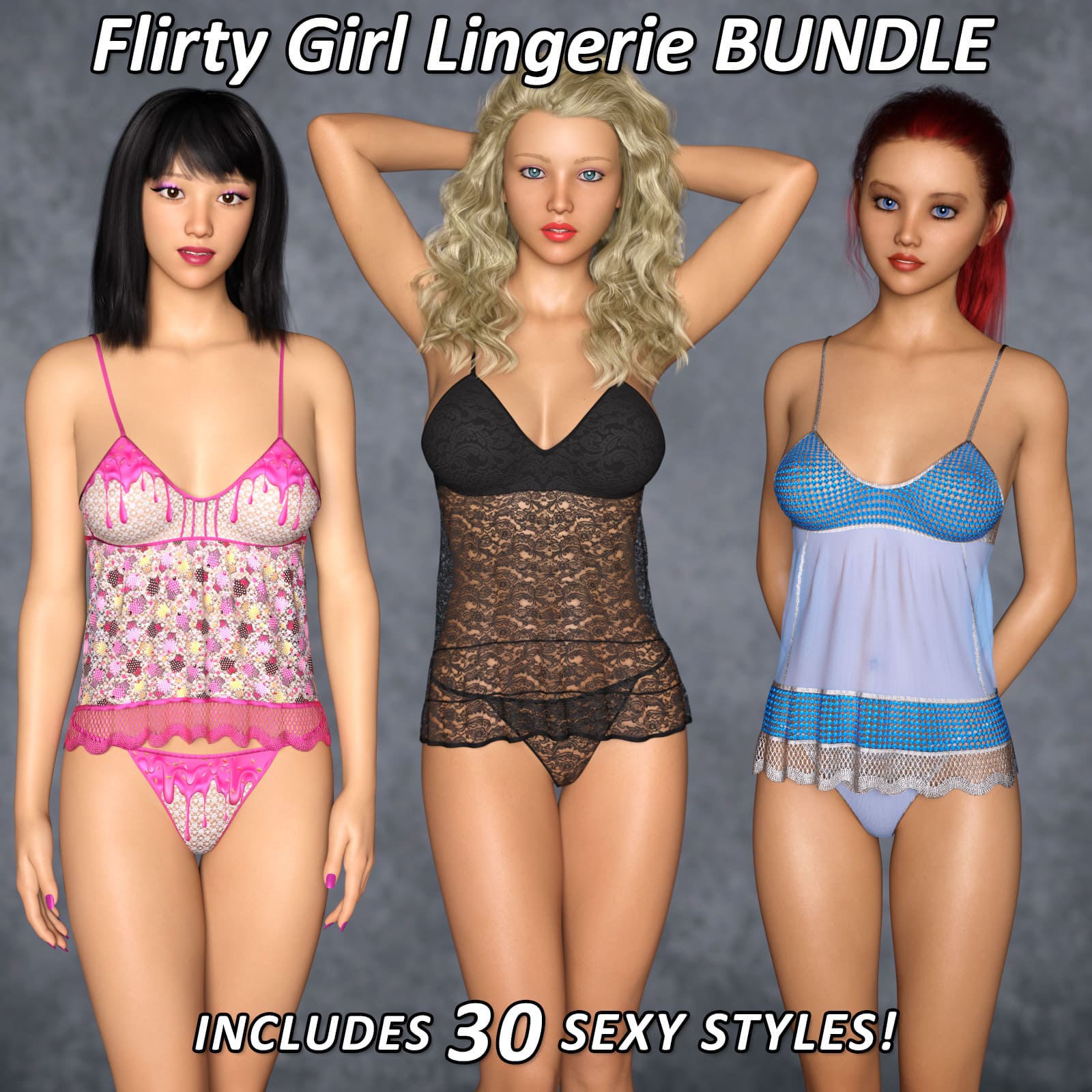 Flirty Girl Lingerie Bundle For G8F_DAZ3D下载站