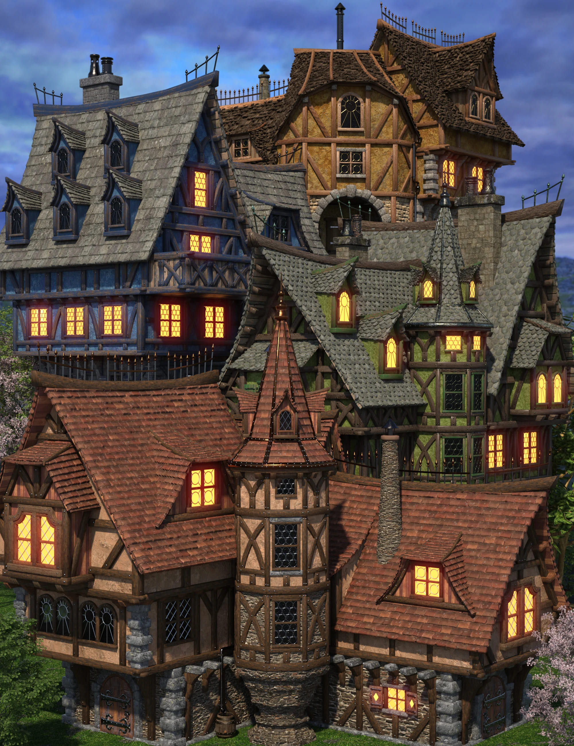 Medieval Village Mansions Construction Set_DAZ3D下载站
