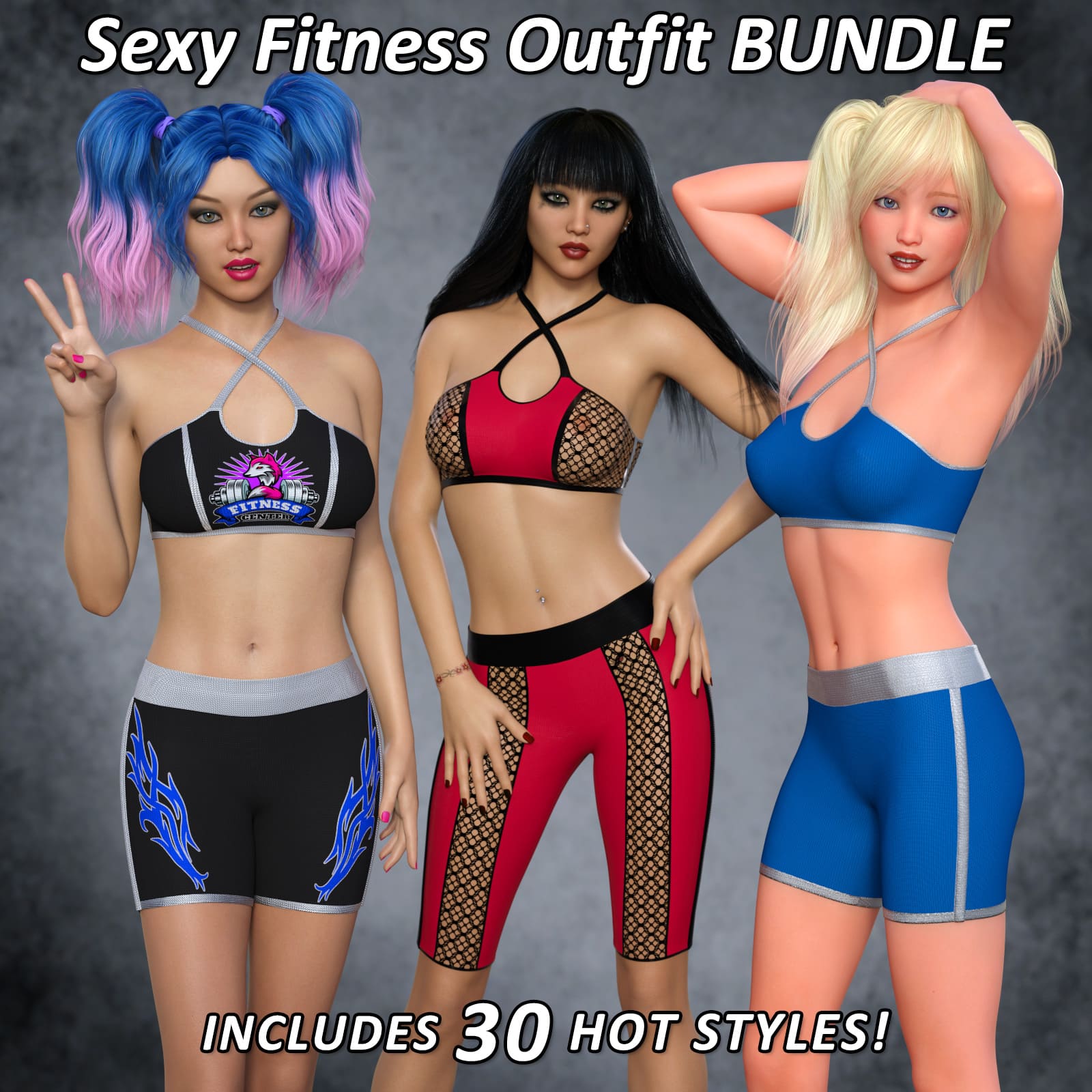 Sexy Fitness Outfit Bundle For G8F_DAZ3D下载站