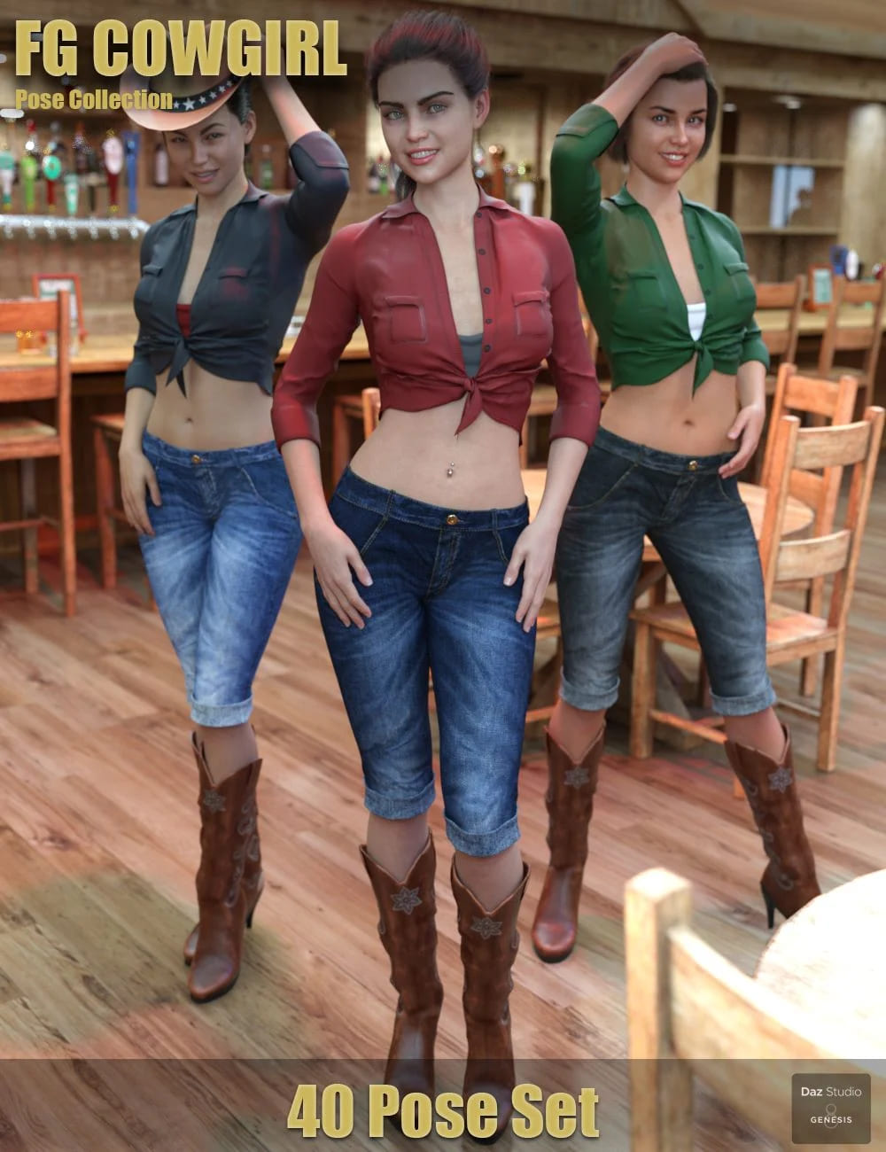 FG Cowgirl Pose Collection for Genesis 8_DAZ3D下载站