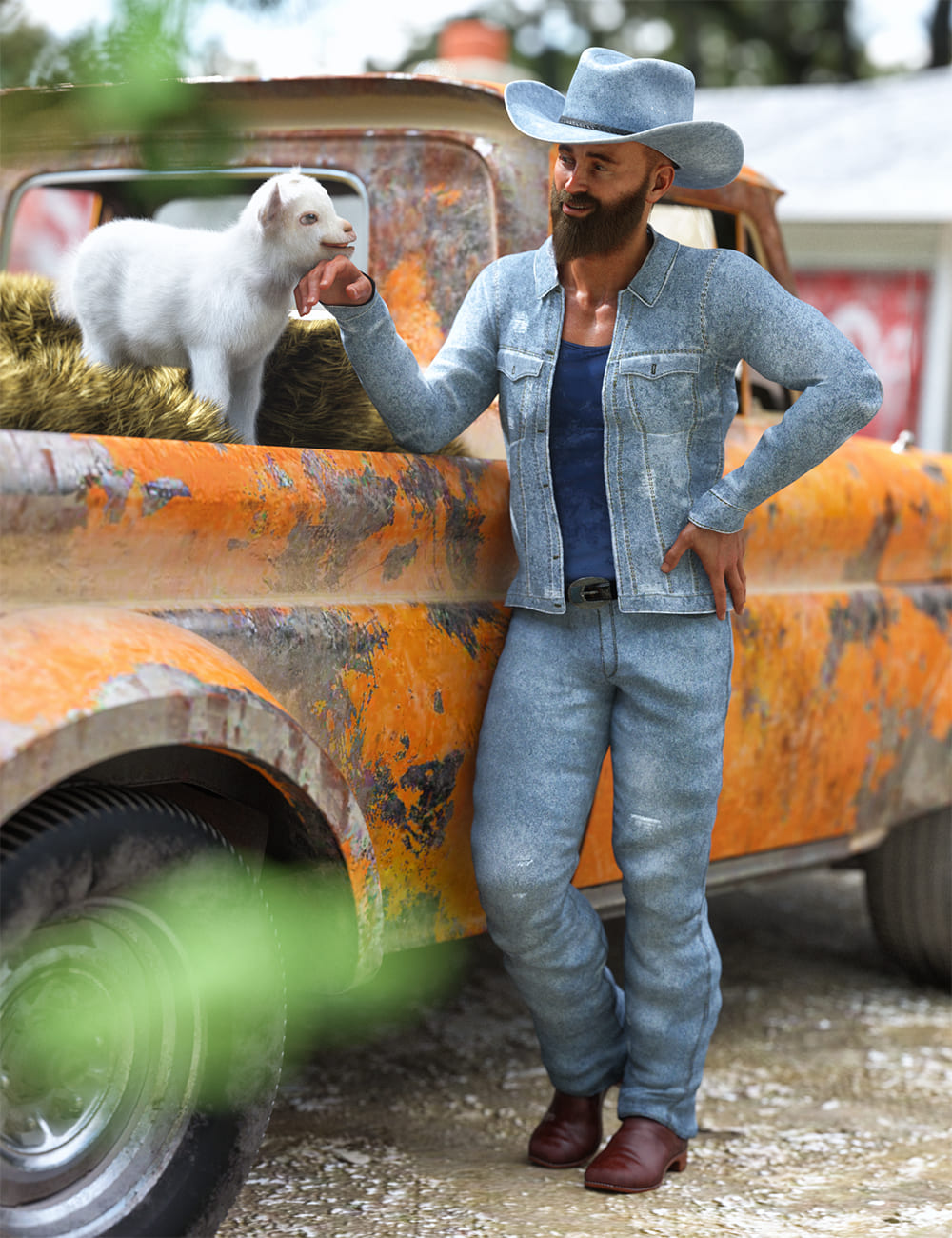 Modern Cowboy Outfit for Genesis 8 and 8.1 Males_DAZ3D下载站