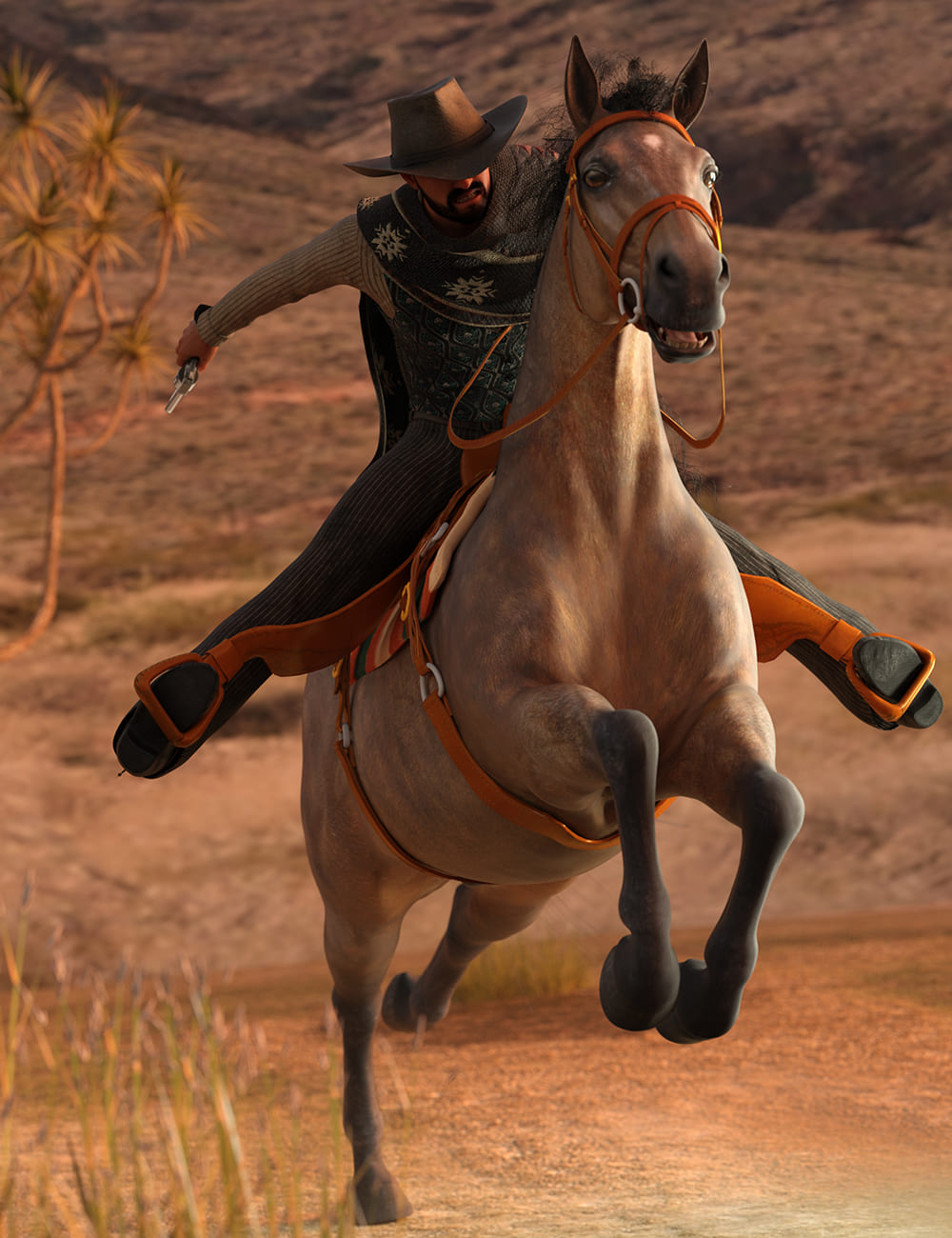 Spirit of the West Poses for Daz Horse 2 and Genesis 8.1 Male_DAZ3D下载站