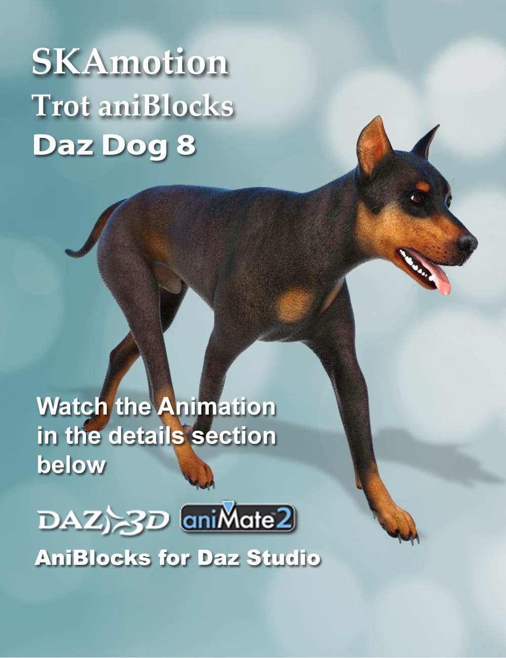 Daz Dog 8 Trot aniBlocks_DAZ3D下载站