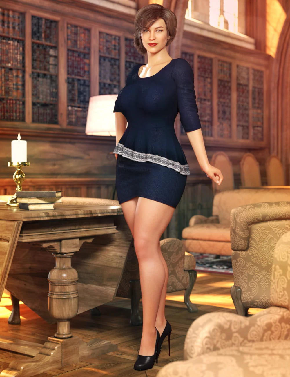 dForce Business Afternoon Outfit for Genesis 8 and 8.1 Females_DAZ3D下载站
