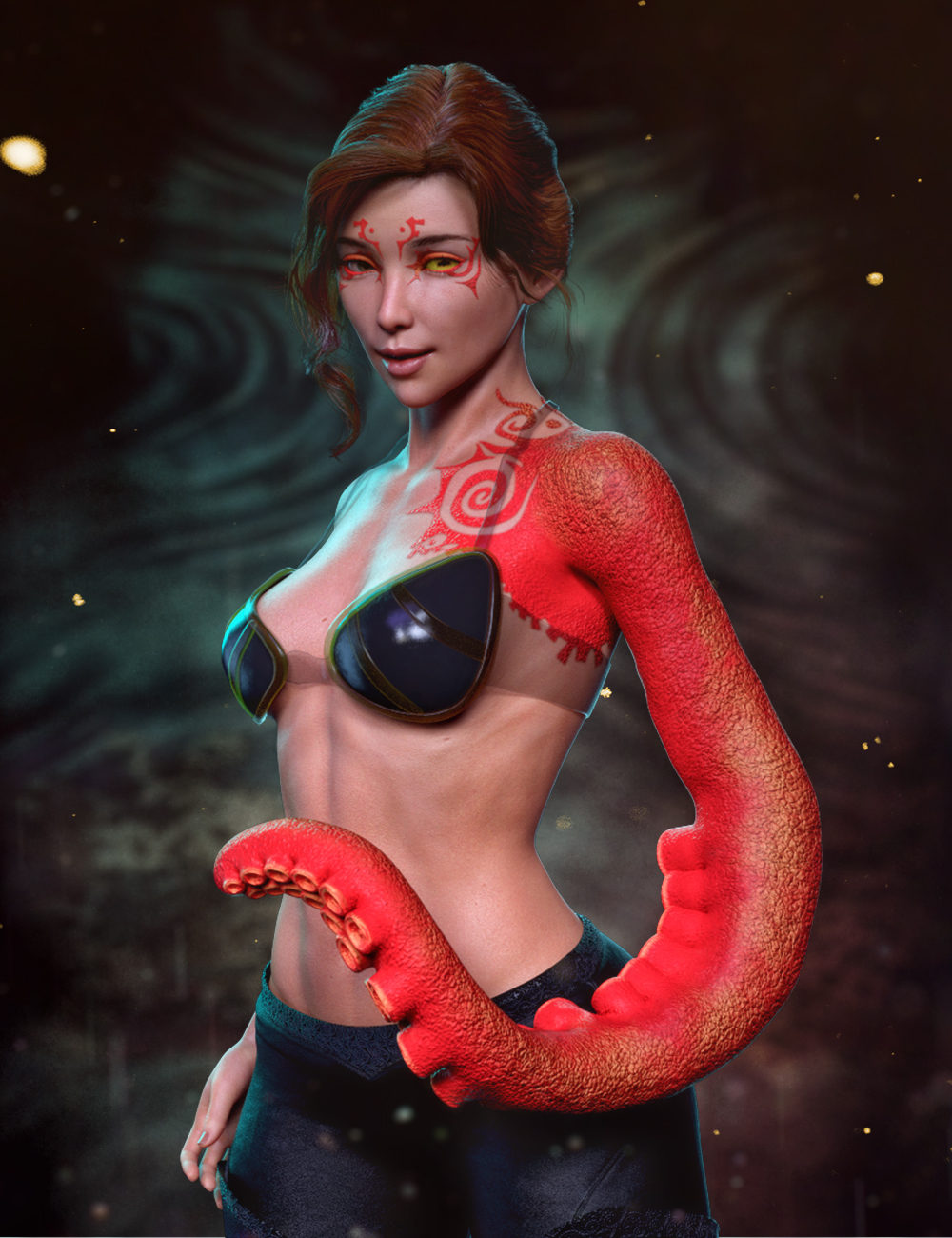 FPE Tentacle Arms Add-On for Genesis 8 and 8.1 Females_DAZ3D下载站