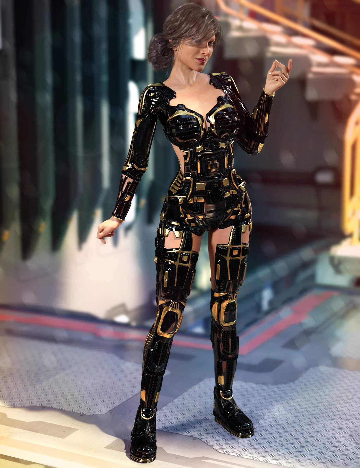 Cyber Guardian Outfit for Genesis 8 and 8.1 Females_DAZ3D下载站