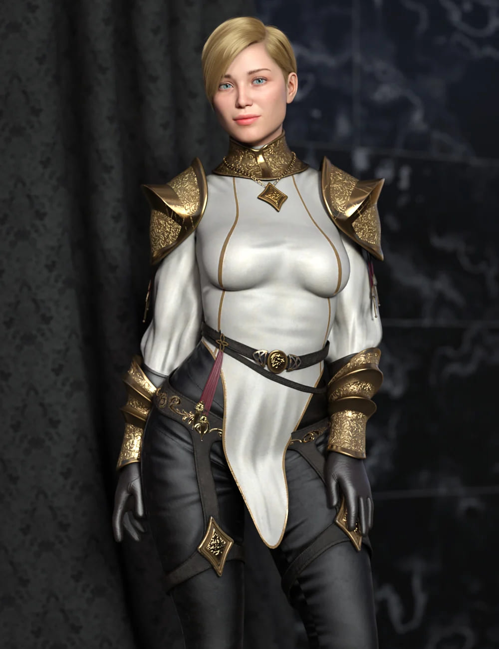 dForce Imperial Cadet Outfit for Genesis 8 and 8.1 Females_DAZ3D下载站