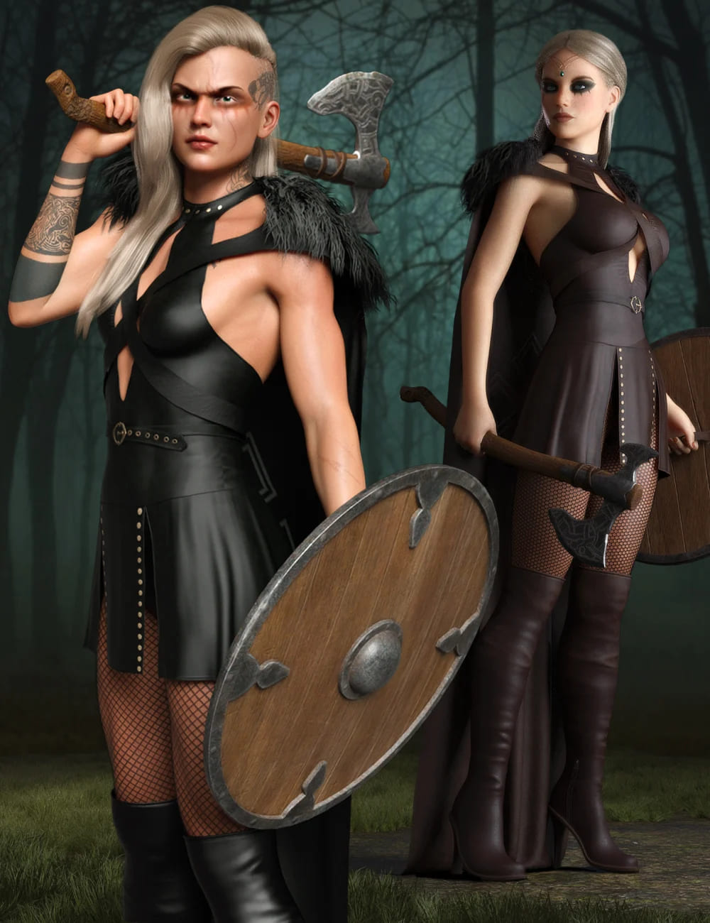 dForce Viking Princess Outfit Set for Genesis 8 and 8.1 Females_DAZ3D下载站
