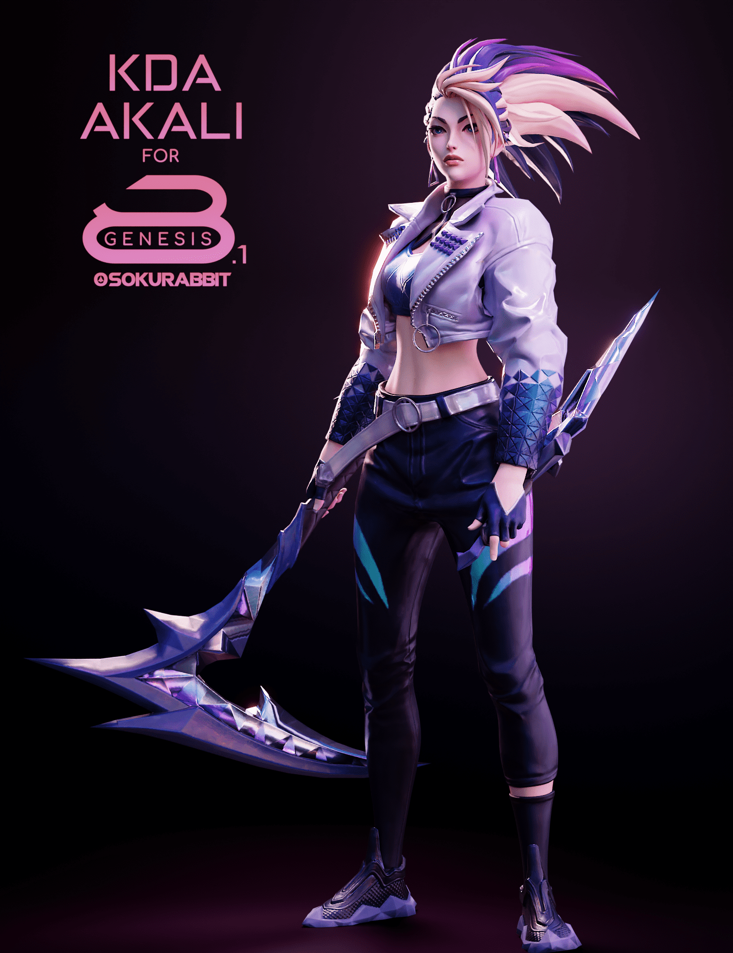 KDA All Out Akali For Genesis 8 And 8.1 Female Lite_DAZ3D下载站