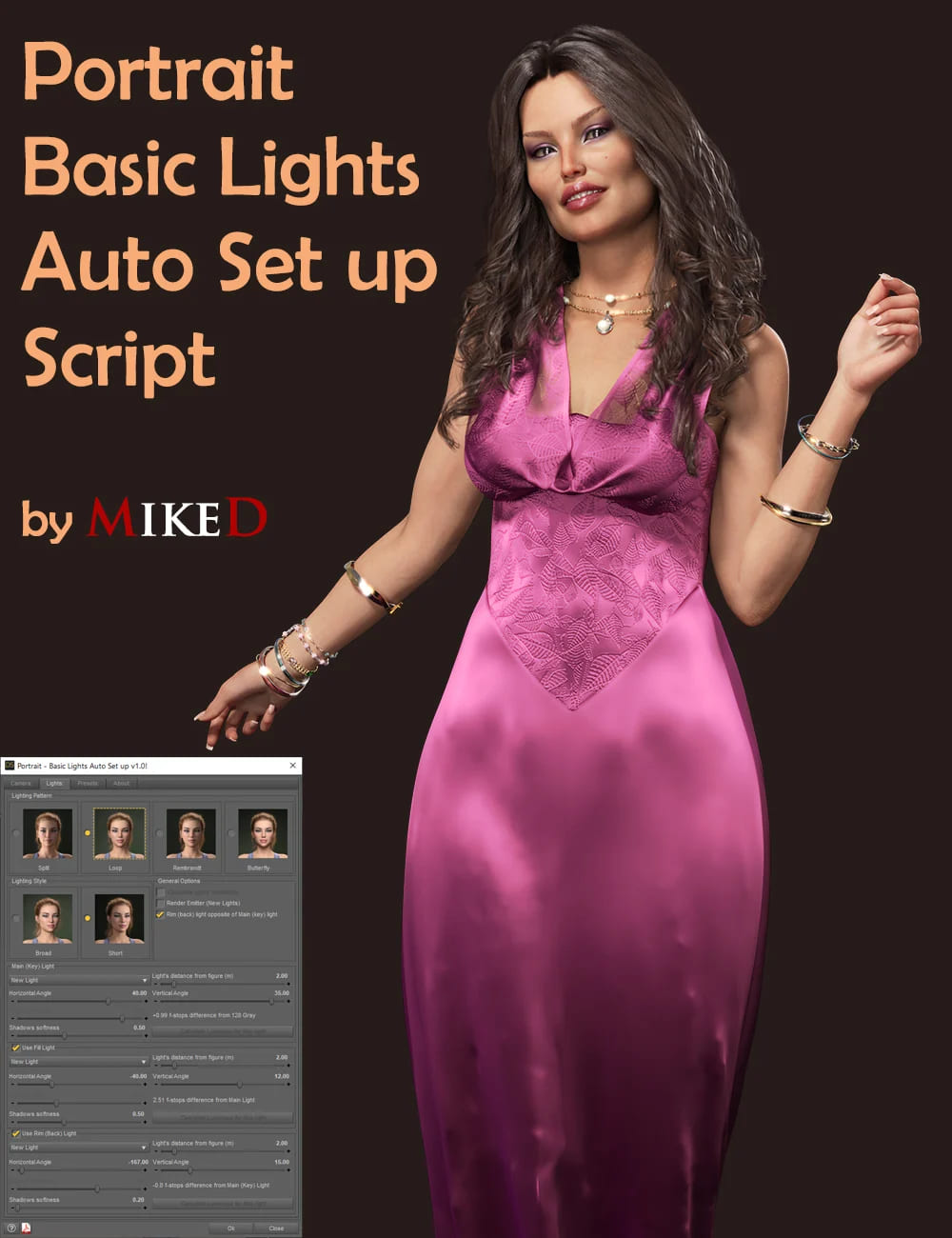 MD Portrait – Basic Lights Auto Set Up Script_DAZ3D下载站
