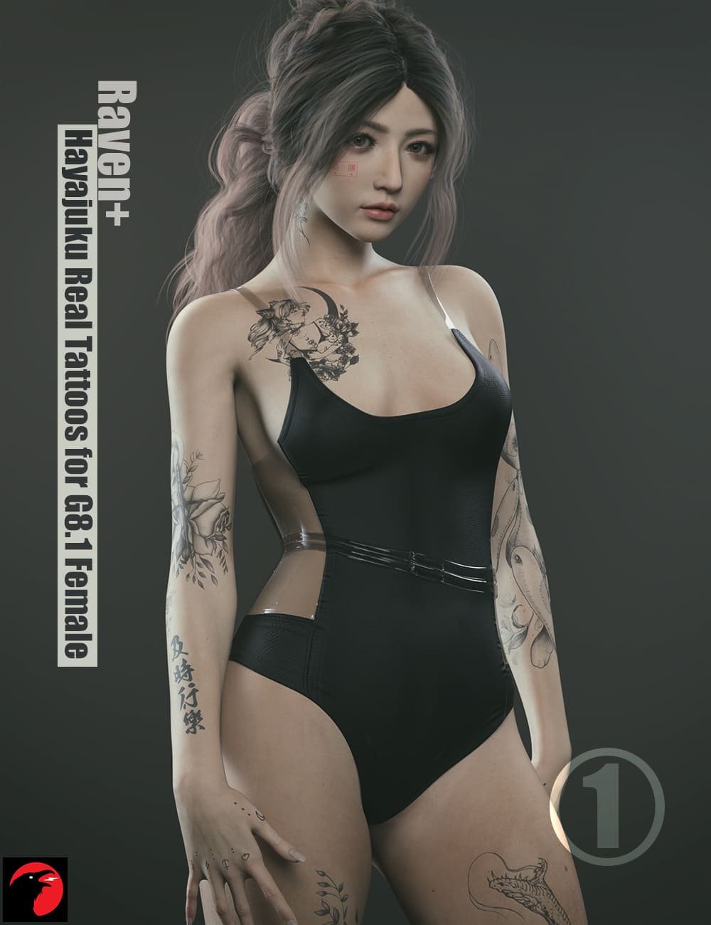 RAV Hayajuku Stylish Tattoos ONE for Genesis 8.1 Female(s)_DAZ3D下载站