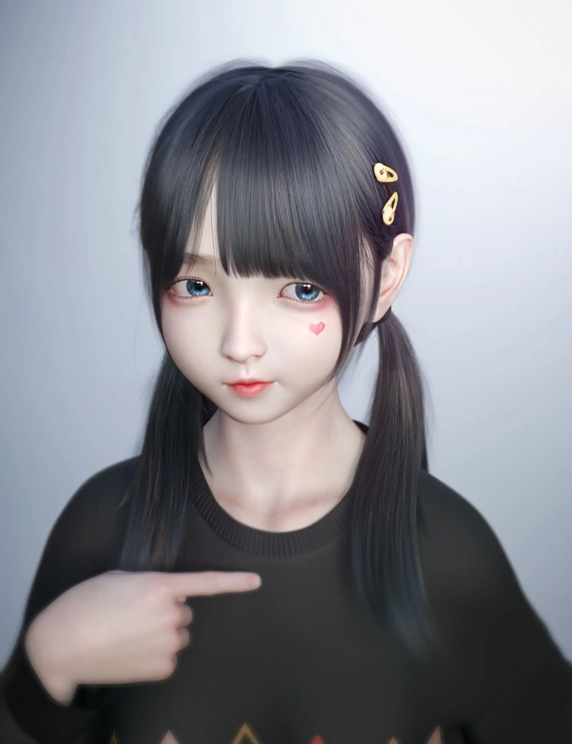 SU Cute Double Ponytail for Genesis 8 and 8.1 Females_DAZ3D下载站