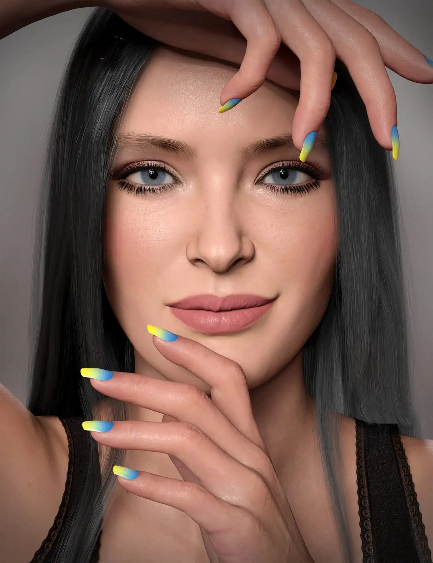 Blue Sky Nails for Genesis 8 and 8.1 Female_DAZ3D下载站