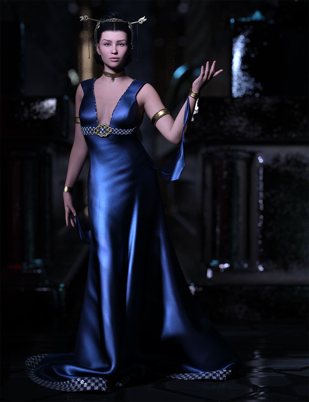 dForce CB Saffron Dress Set for Genesis 9_DAZ3D下载站