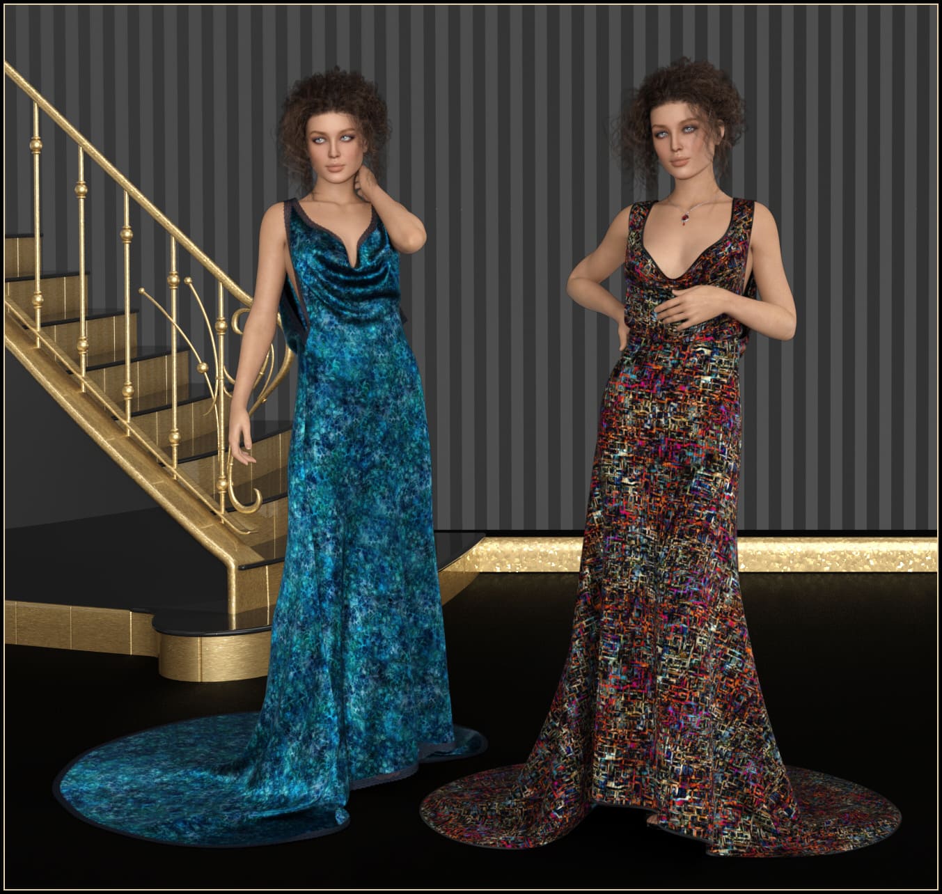dForce – Harlow Gown for G8F_DAZ3D下载站