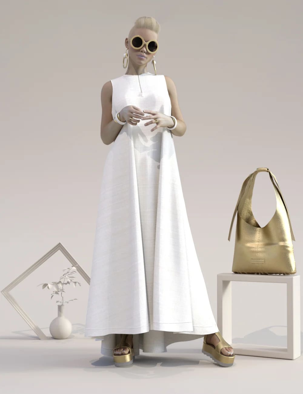 dForce Minimalist Maxi Dress Outfit for Genesis 8.1 Females Bundle_DAZ3DDL