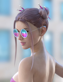 Double Buns Hairstyle for Genesis 8.1 Females_DAZ3D下载站