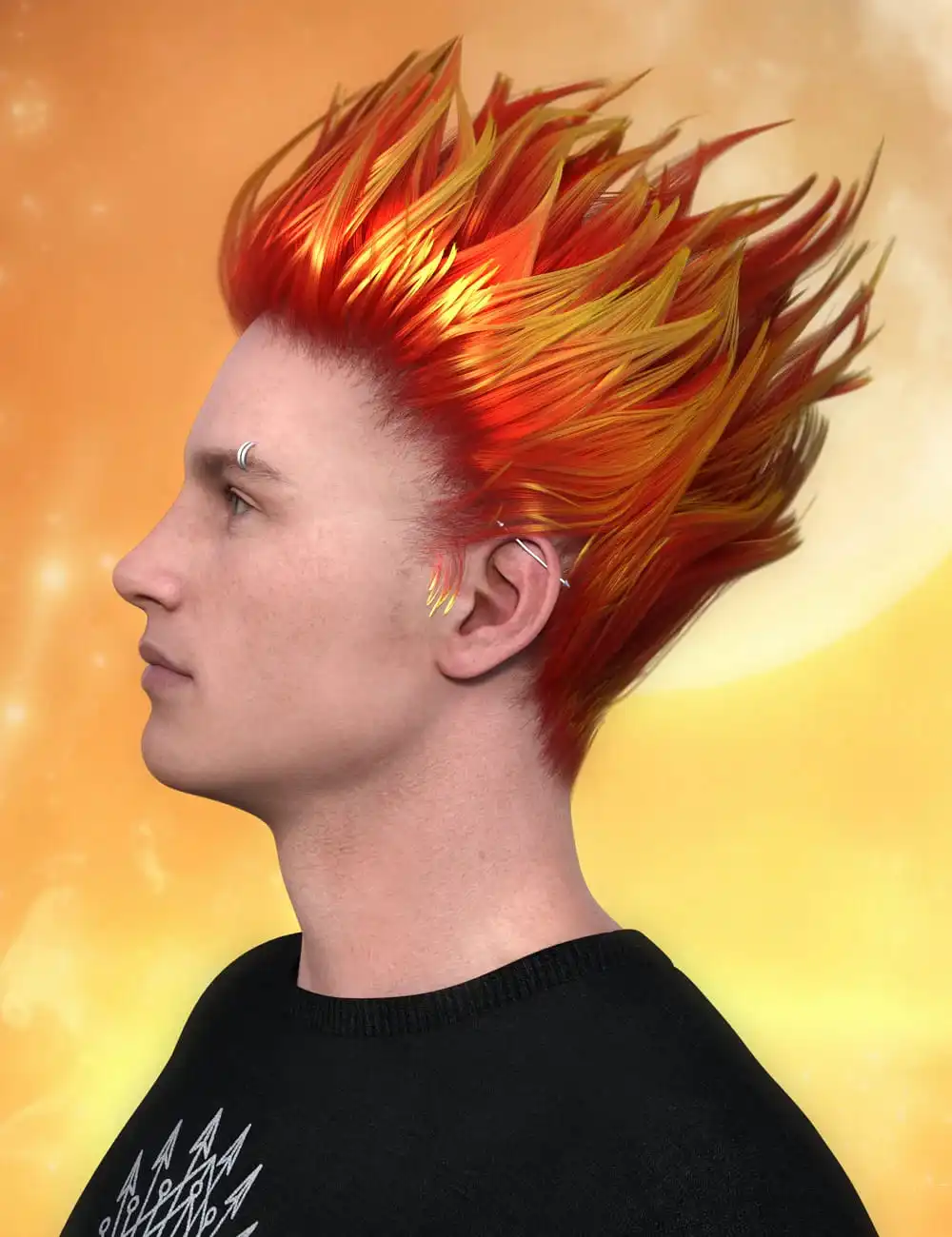 Fender Hair for Genesis 8 Males_DAZ3D下载站