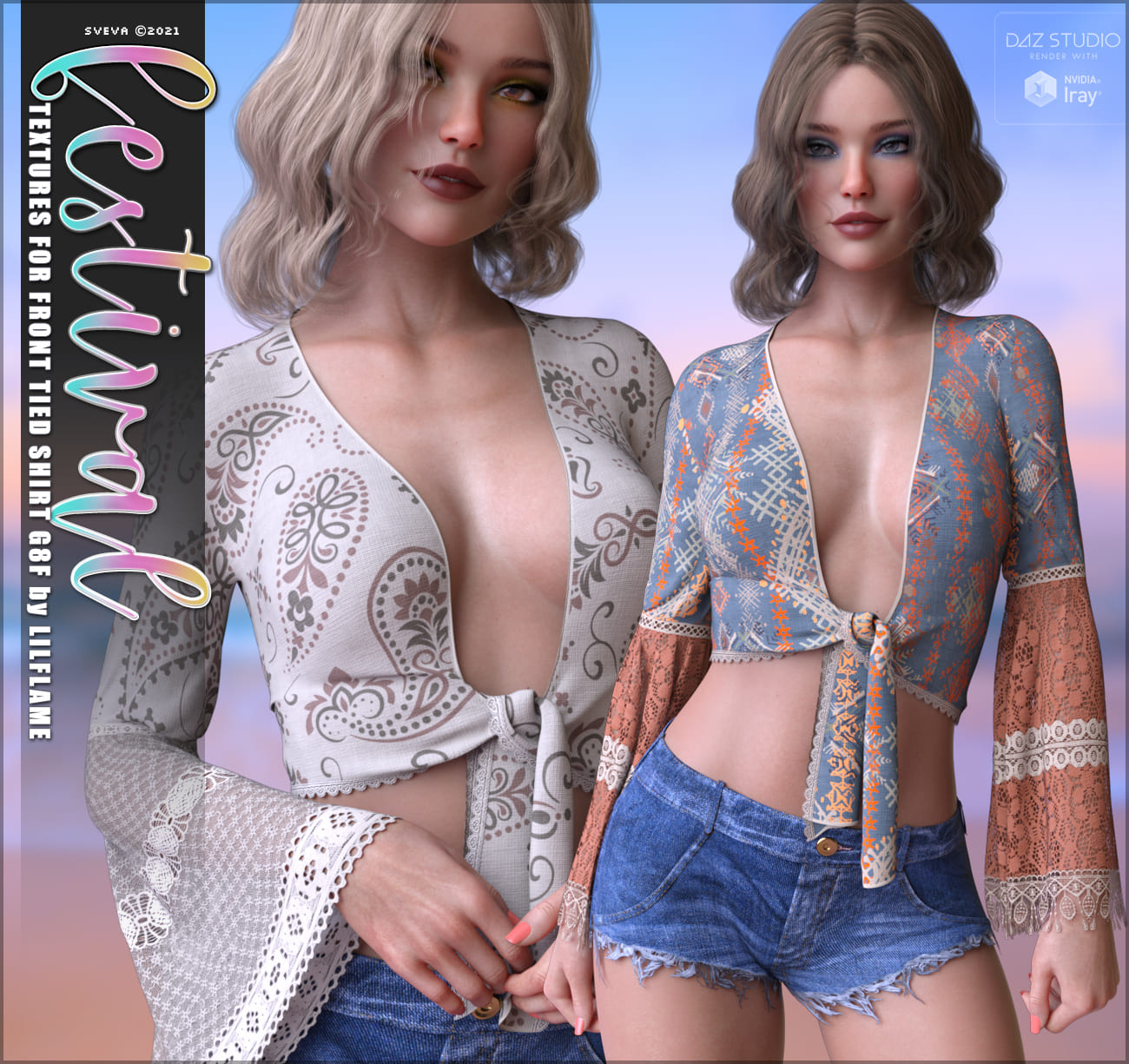 Festival Textures for Front Tied Shirt G8F_DAZ3DDL