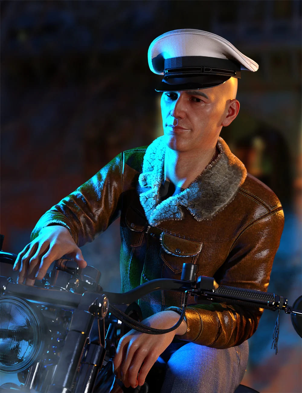 Bomber Jacket and Cap for Genesis 8 and 8.1 Males_DAZ3D下载站