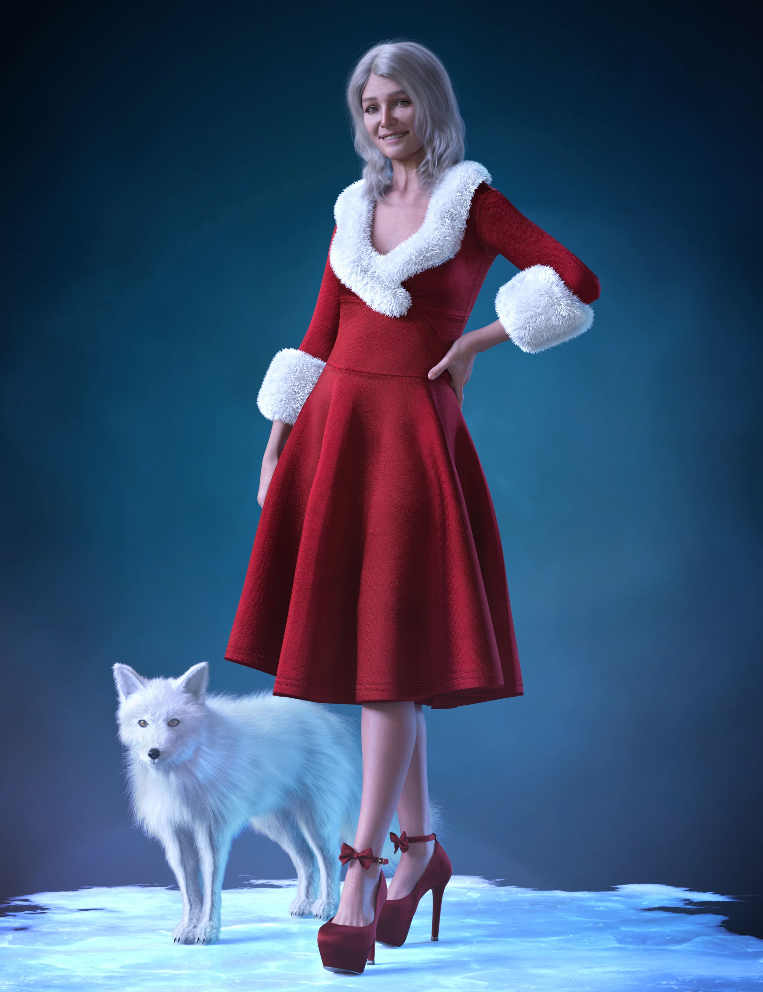 Christmas Dress dForce Outfit for Genesis 9_DAZ3D下载站