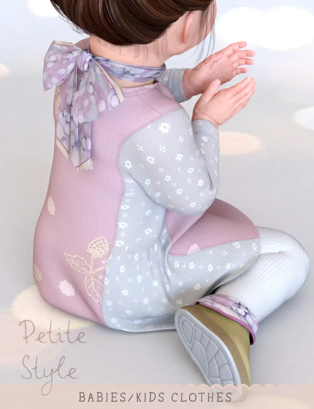 dForce Petite Style Dress and Scarf Set for Genesis 8 Females_DAZ3D下载站