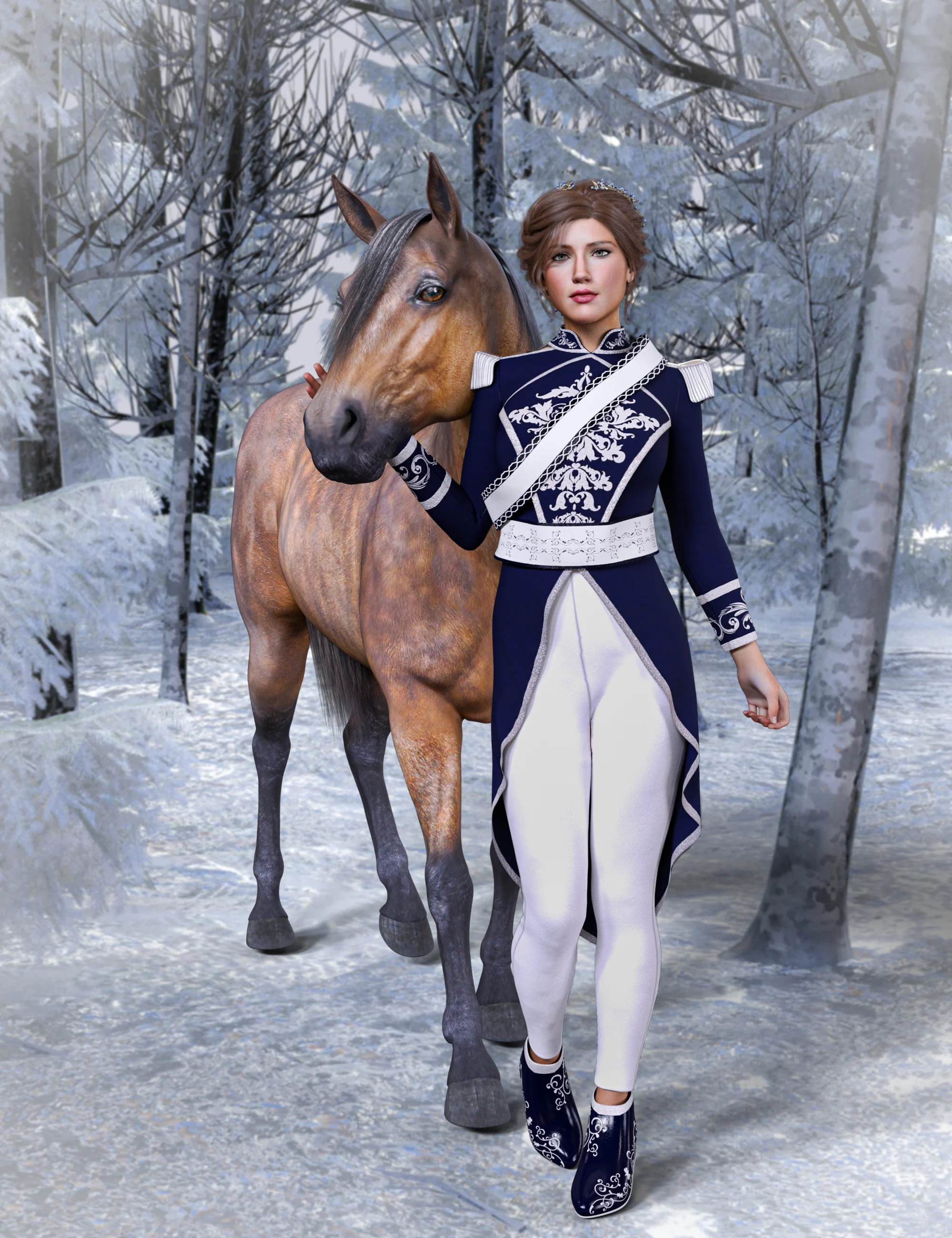 dForce Royal Princess Outfit for Genesis 8 and 8.1 Females_DAZ3D下载站